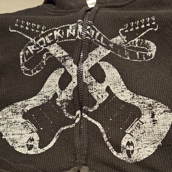 Faded Glory Black Hoodie Heavy Duty with White Graphic With Fleece Lining - Picture 6 of 7